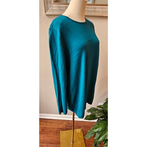 J. Jill Long Sleeve Soft Tunic Top Pullover Sweater Women Size M Tall Teal Green - Picture 3 of 5